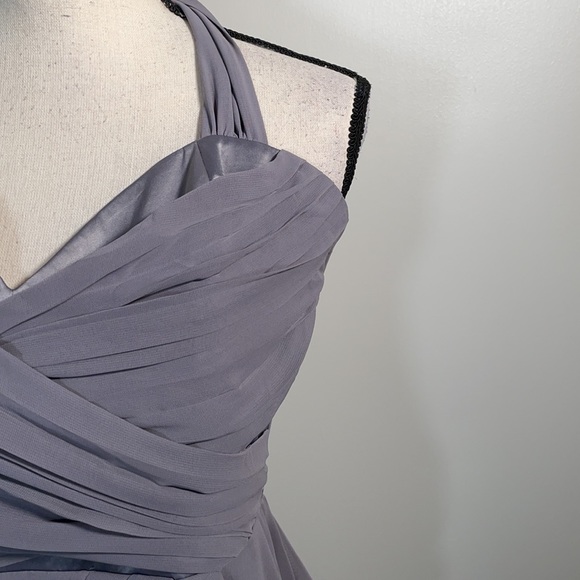 Walter Baker Grey Ruched Tie Back Sleeveless Halter Mini Dress M - Picture 4 of 16